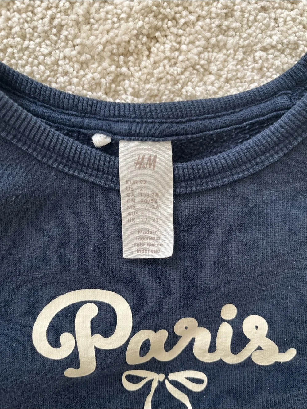 H&M toddler Navy Paris Sweatshirt set 2T